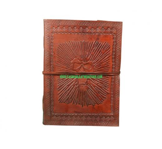 Embossed Celtic  Leather Hardbound Journal Swing Clasps Handmade Paper Beautiful Leather Brown Journal Book